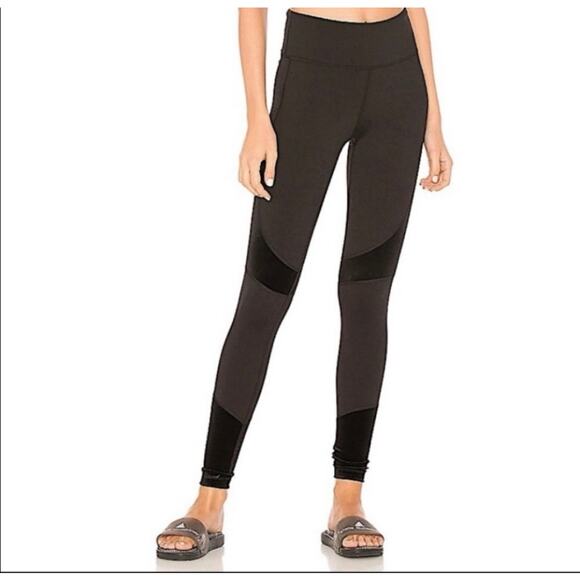 Alala Size S Black Velvet Panel Insert Leggings - Picture 1 of 7